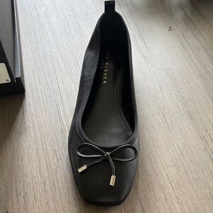 Marc Fisher Black Square-Toe Ballet Flat with Bow